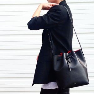 MANSUR GAVRIEL Calfskin Mini Bucket Bag Black Flamma